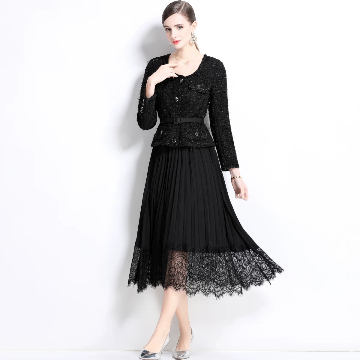 Majestic swirl tweed dress FD1387 image