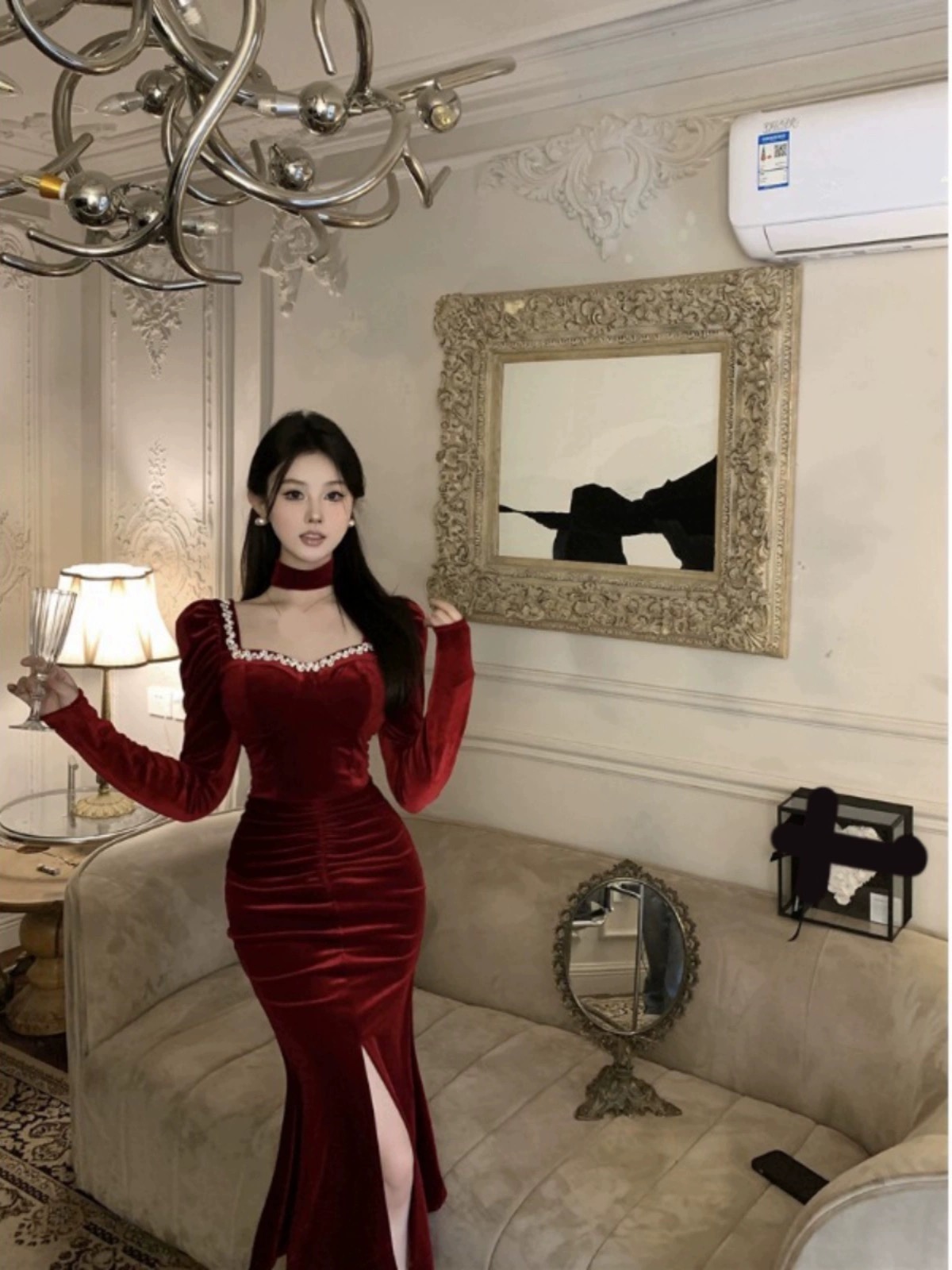 Flashing lights velvet dress CBC342 image