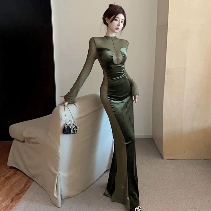 Newyork love velvet mesh dress CBC397 image