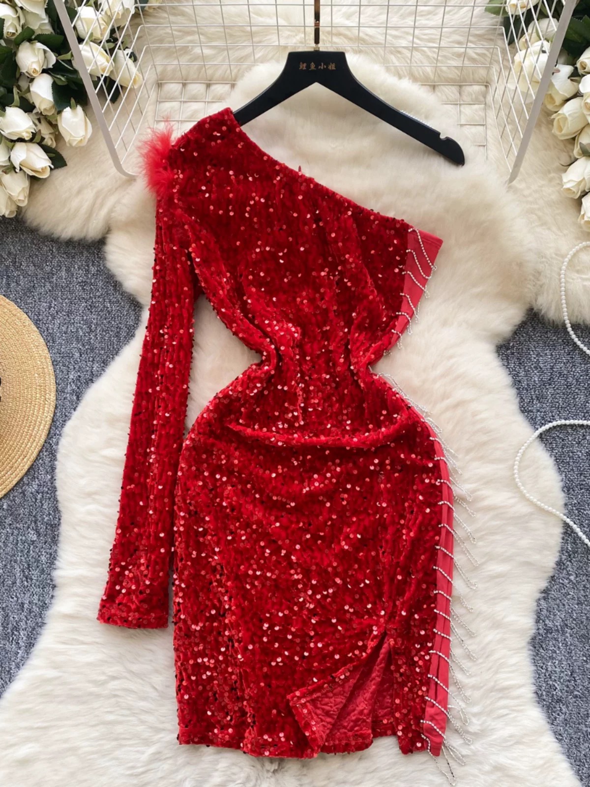 Over the loop disco party sequin dress EBC251 images