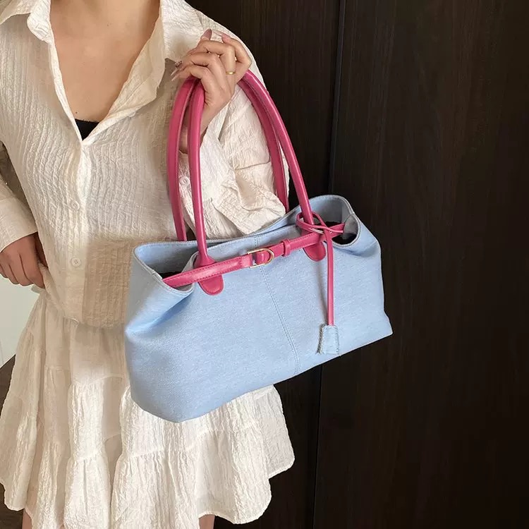 Living the life denim tote bag BG221 image