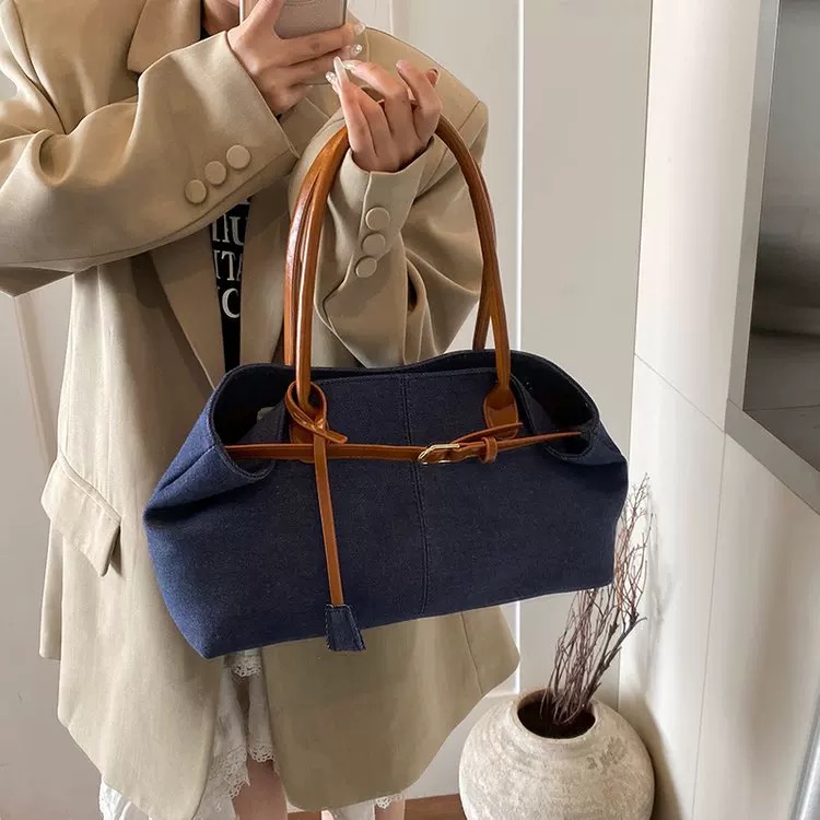 Living the life denim tote bag BG221 images