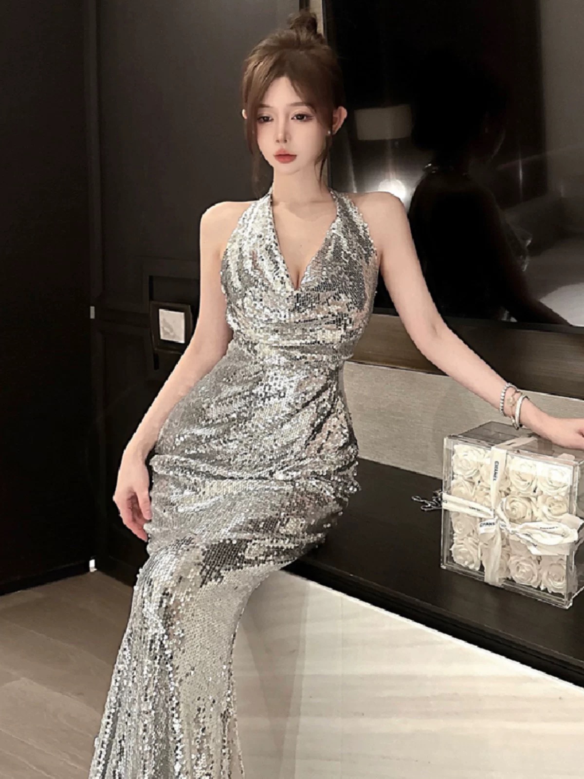 Whirlwind romance sequin dress EVD226 image