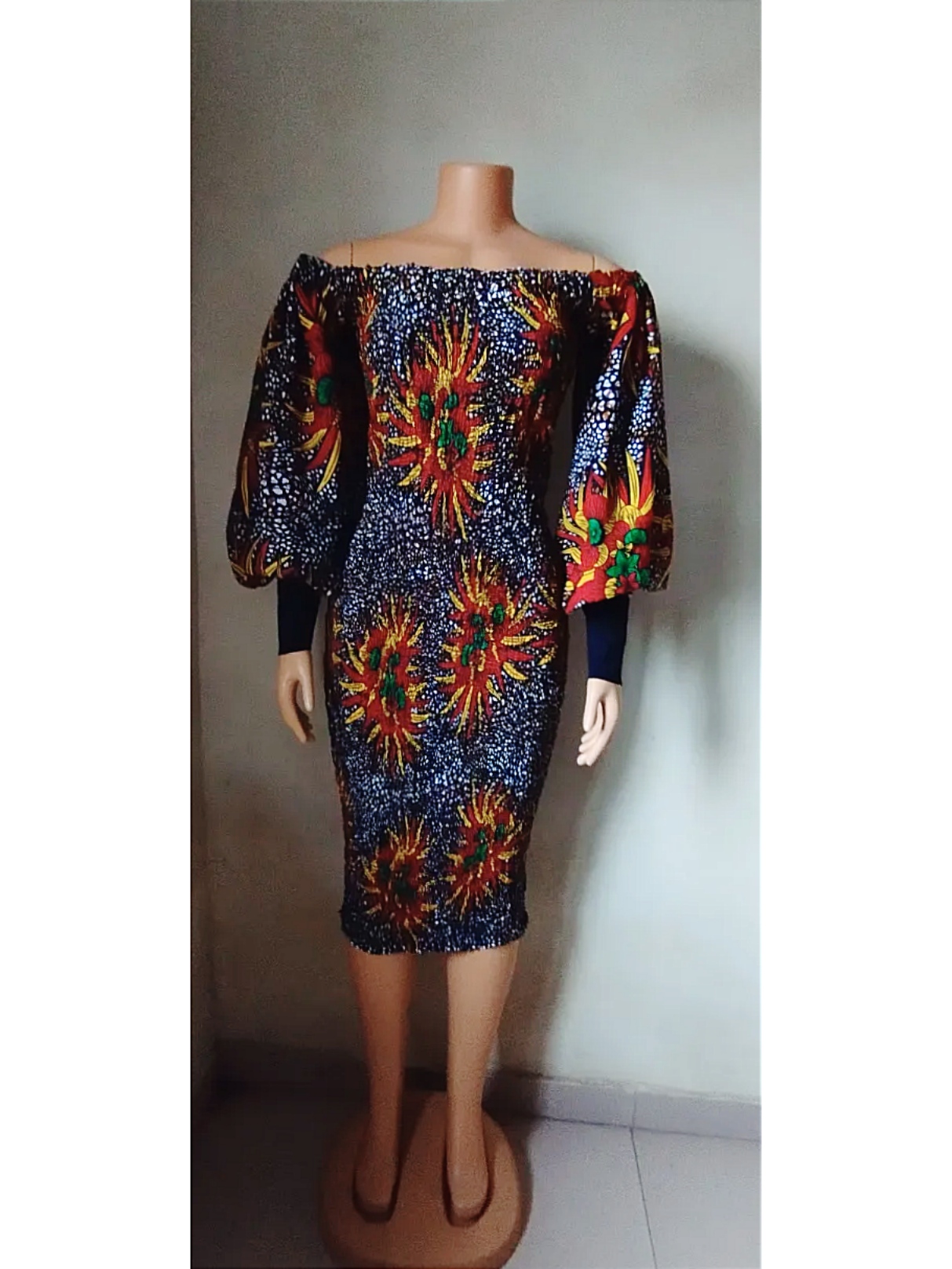 Bodycon ankara shirring gown image