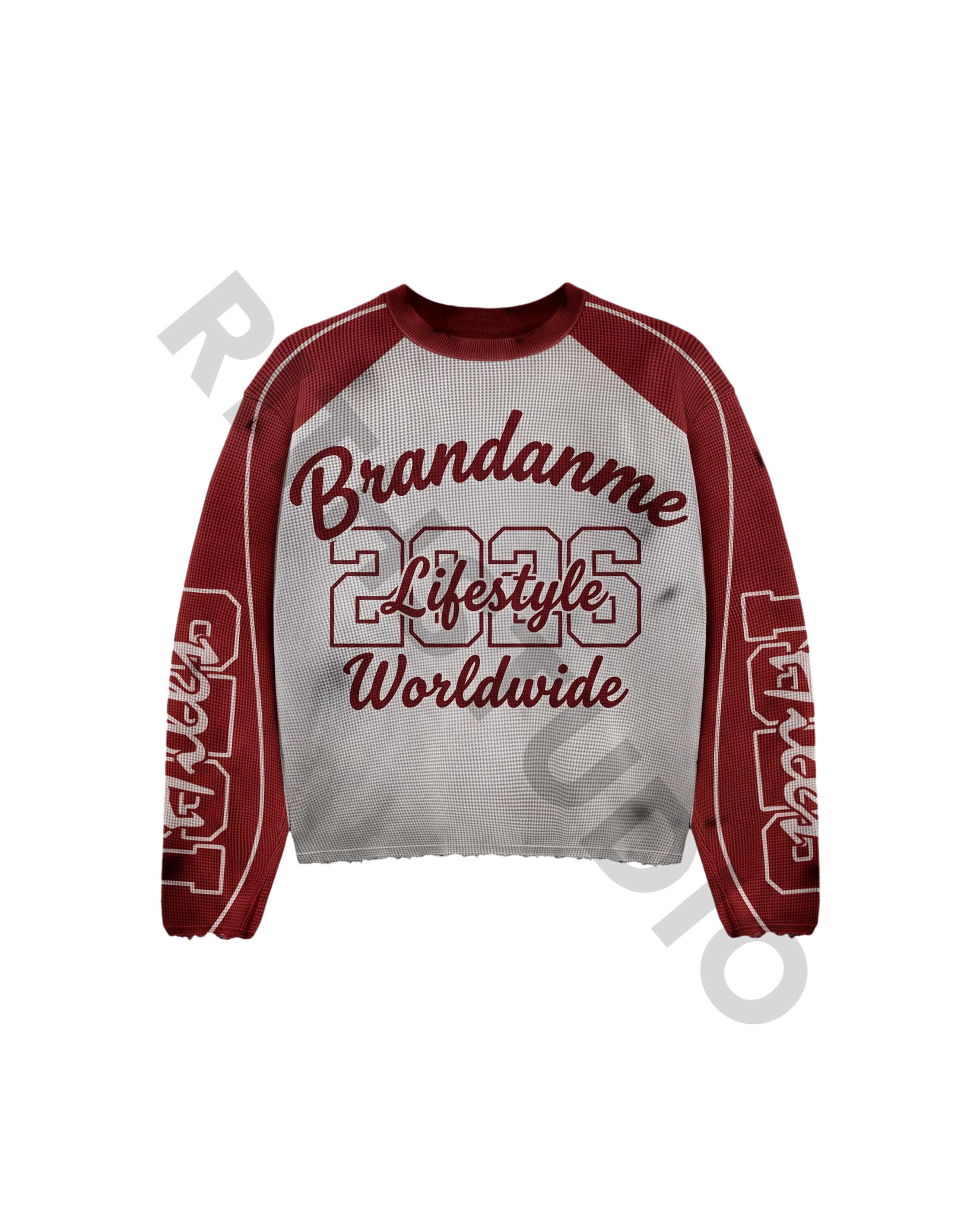 Red waffle long sleeve shirt Image