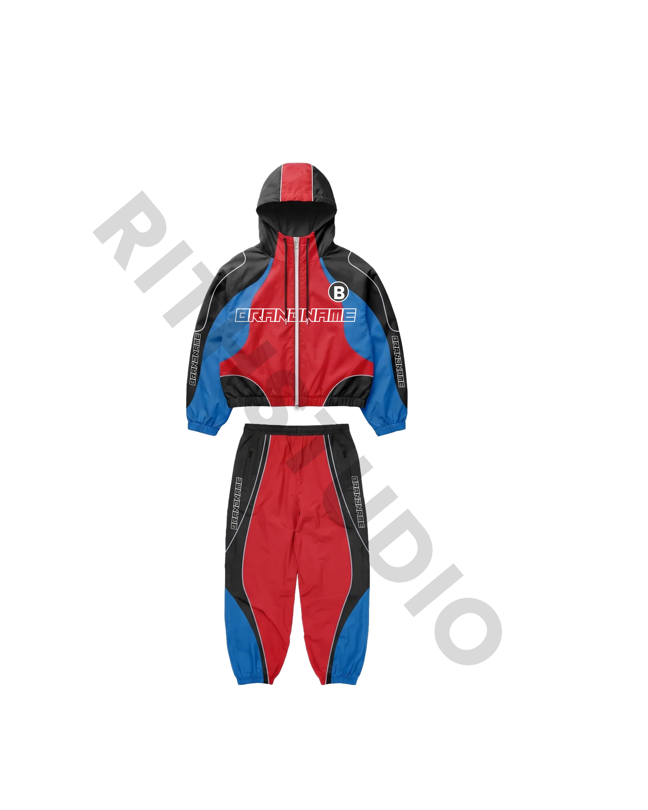 Blue and red tracksuit image