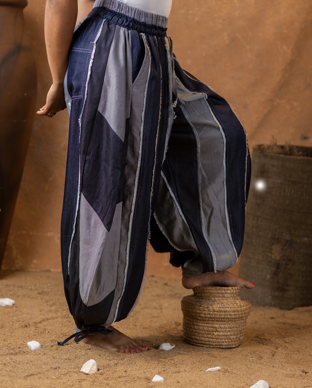 DENIM PATCH TROUSERS